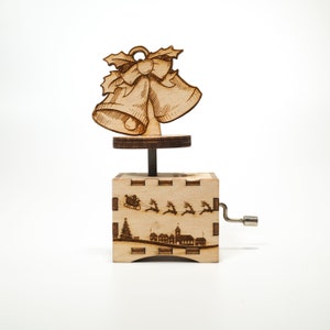 Personalized custom song music box Christmas Jingle Bells wooden unique gift for him her handmade collectible Made in USA