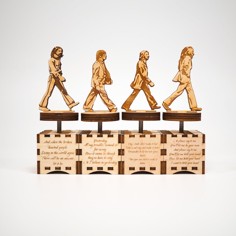 The Beatles wooden music box Abbey Road Set unique personalized custom gift for him her handmade hand cranked collectible 