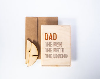 Personalized Wood Card: Engraved 'The Legend' Dad Gift