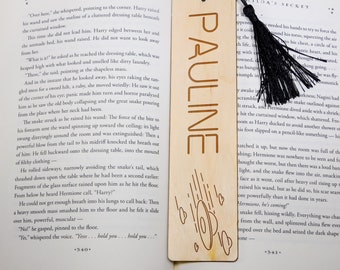 Engraved UFOS Bookmark, Personalized Birch Wood Gift