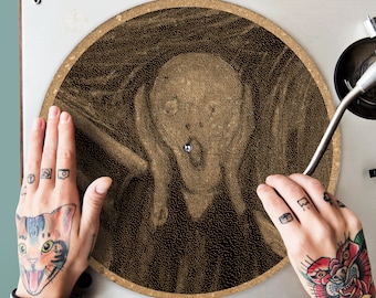 Custom 'The Scream' Cork Turntable Slipmat: Personalized DJ Gift