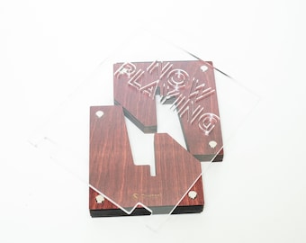 Mahogany Vinyl Record Stand: "Now Playing" Album Display