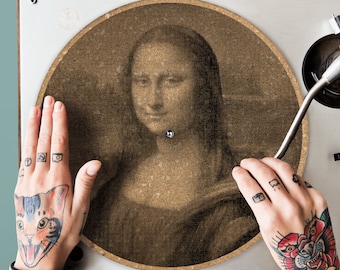 Custom Monalisa Cork Turntable Slipmat: Personalized DJ Gift