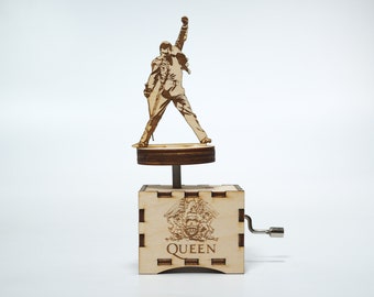 Personalized custom song music box Queen We Are The Champions wooden unique gift for him her handmade collectible Made in USA
