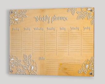 Personalized Floral Wood & Acrylic Weekly Wall Planner