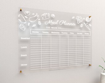 Custom Engraved Acrylic Meal Planner: Personalized Dry Erase Board