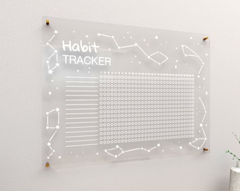Custom Constellation Habit Tracker: Engraved Acrylic Wall Planner