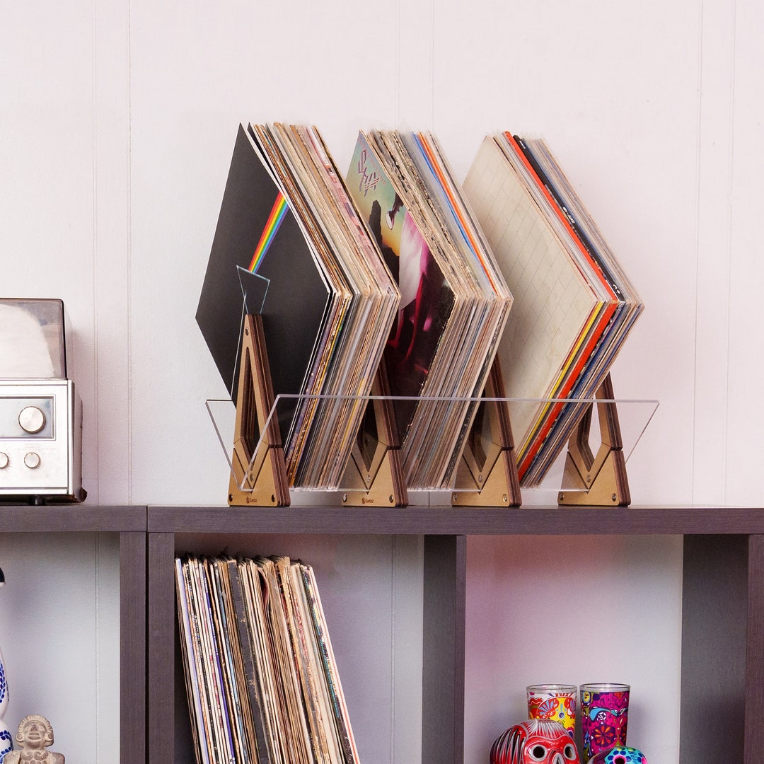 Record Exhibition Display / Wall Mounted Vinyl Holder / Minimal Record Shelf  Pink / Wall Record Unit 