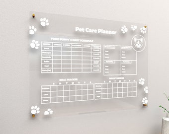 Custom Dog Care Planner: Engraved Acrylic Dry Erase Board