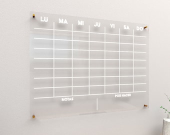 Custom Acrylic Weekly Wall Planner: Engraved Dry Erase Board
