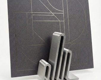 Silver Vinyl Record Stand: Modern Industrial Chrome Style Display