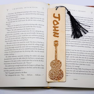 Personalized Guitar Genres Bookmark - Handcrafted Wooden Accessory for Book Lovers - Custom Gift for HimHer