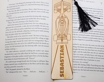 Personalized Wooden F1 Bookmark: Engraved Name, Tassel