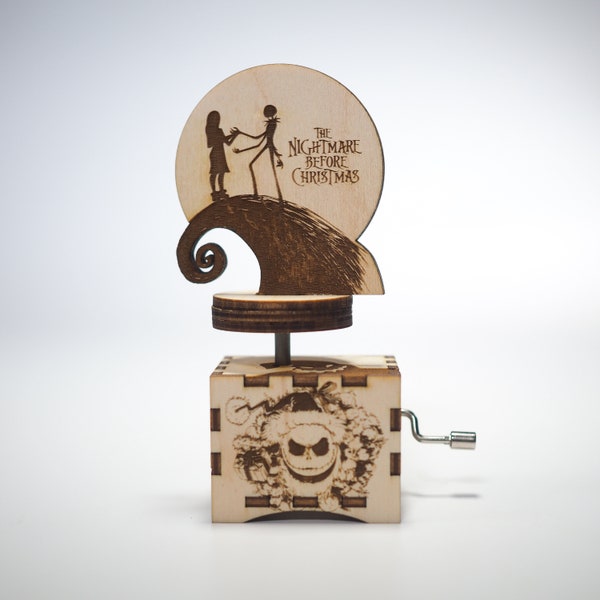 Personalized custom song music box The Nightmare Before Christmas Moon This Is Halloween wooden unique gift for him her handmade collectible