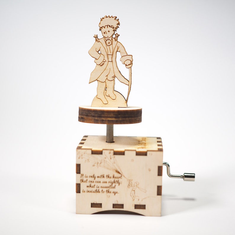 The Little Prince wooden music box Et Maintenant unique personalized custom gift for him her handmade hand cranked collectible 