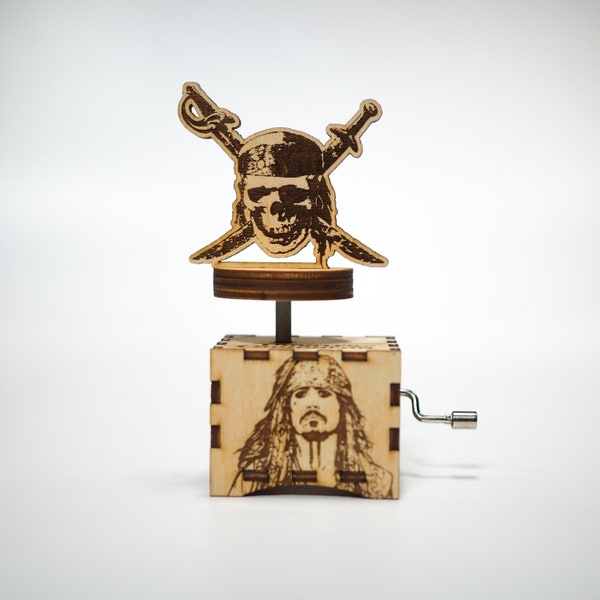 Personalized custom song music box Pirates Of The Caribbean Davy Jones' Locket wooden unique gift for him her handmade collectible USA Made