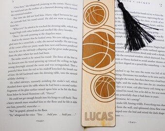 Personalized Basketball Wooden Bookmark with Tassel: Engraved Gift
