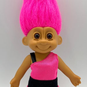 Vintage Russ 6&quot; Pink Troll Doll ~Gymnastics Troll~