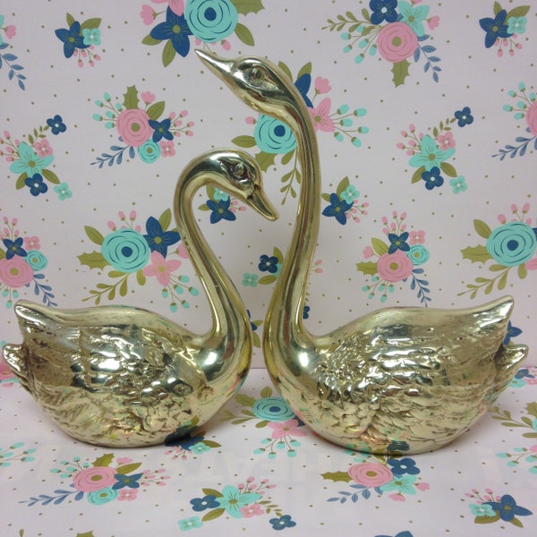 Vintage Brass Swan ~ Set of two~