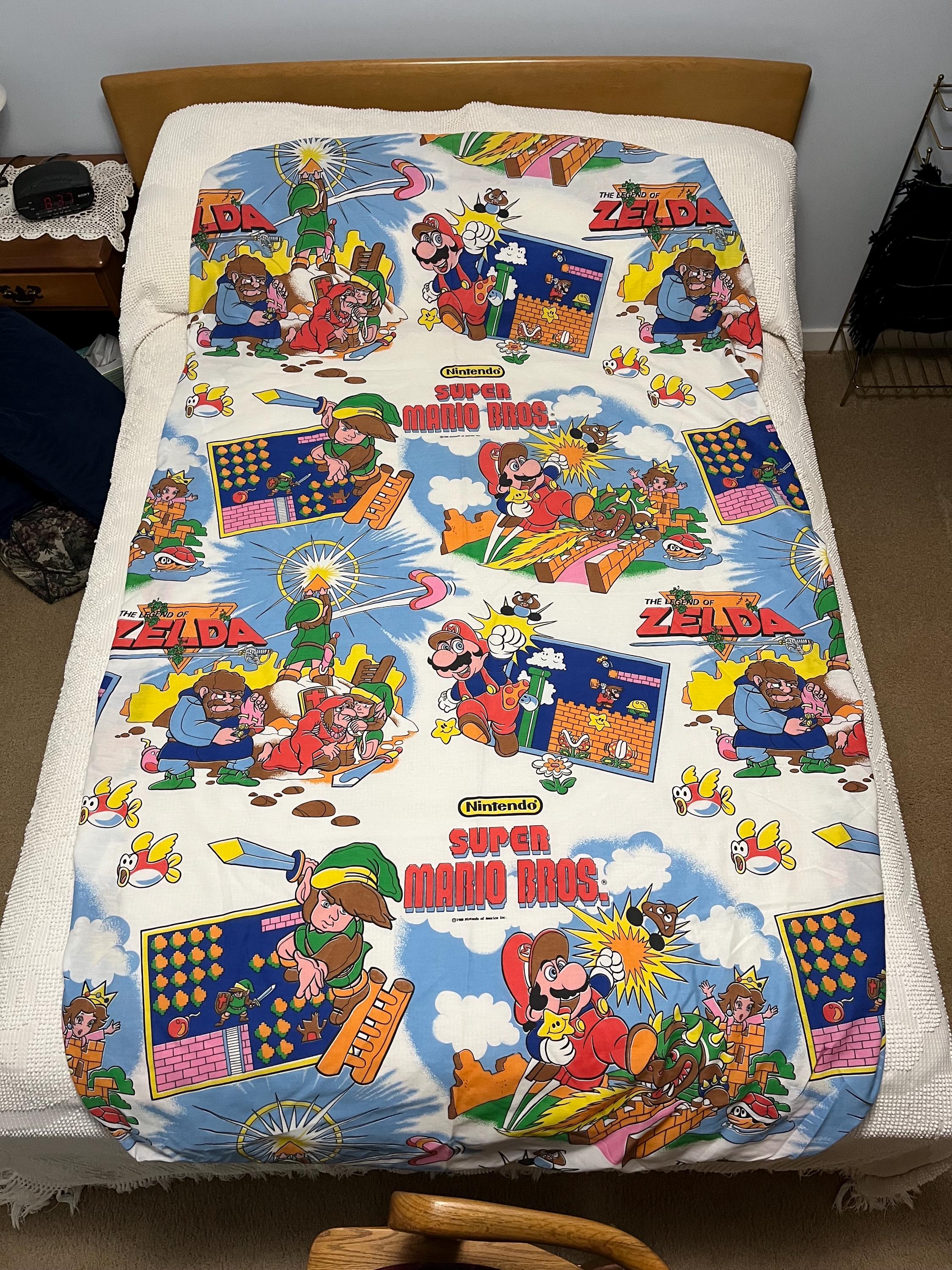 Vintage Nintendo Super Mario & Legend of Zelda Twin Bedding Set ~1
