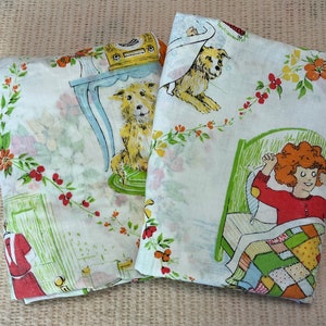 Vintage Little Orphan Annie + Dog Sandy draps plats et housses ~Parure de draps 1 place~
