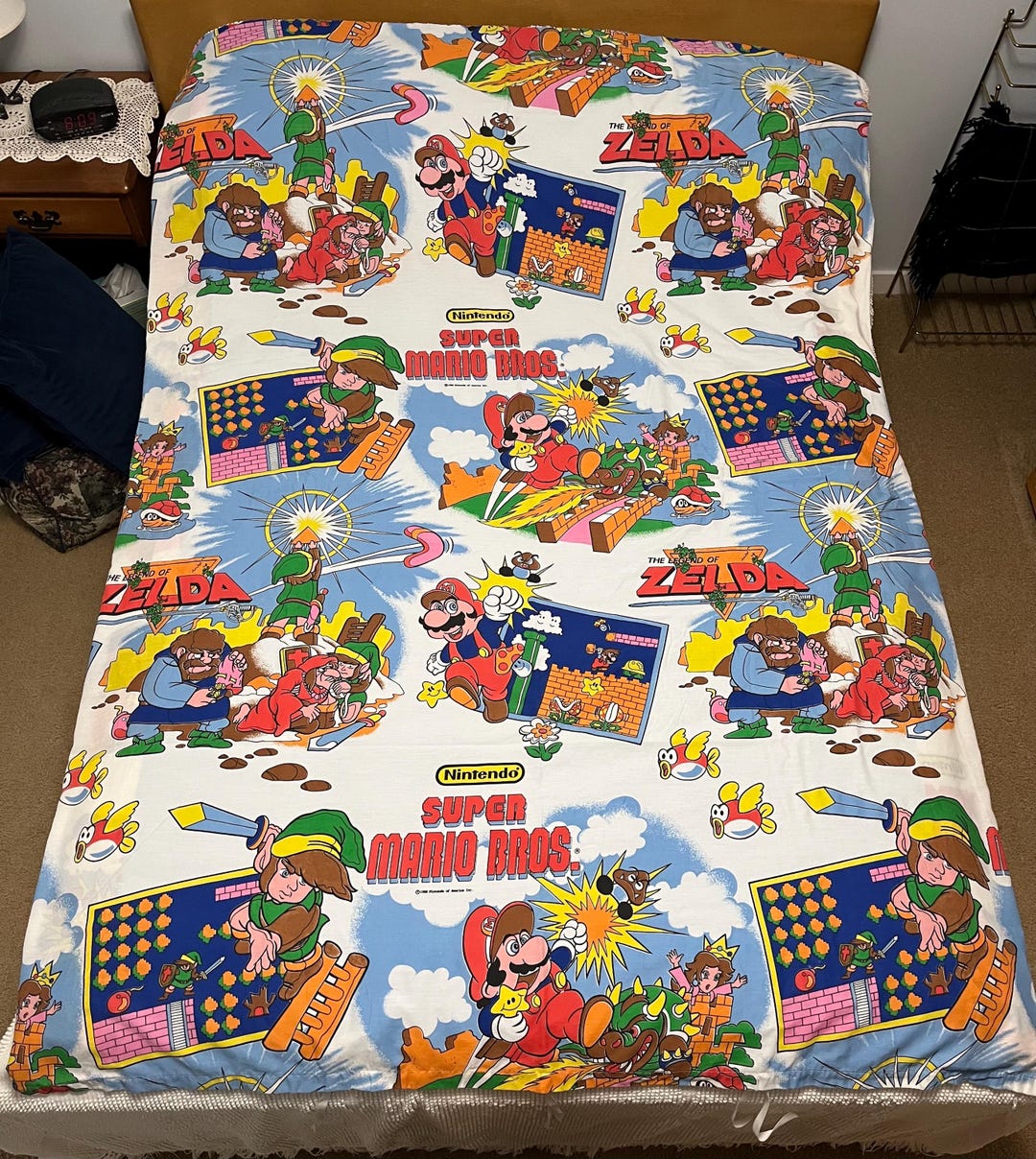 Vintage Nintendo Super Mario & Legend of Zelda Twin Bedding Set ~1