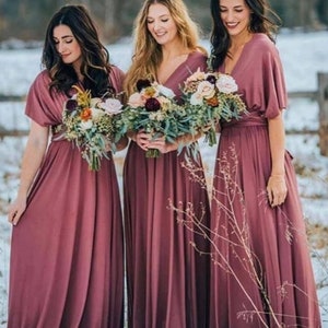 Long sleeve sales mauve bridesmaid dress