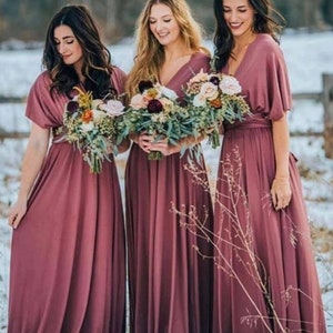 Rosewood Bridesmaid Dress, Mauve Infinity Bridesmaid Dress, Dusty Rose Convertible Dress, Long Dress, Multiway Dress, Bridesmaid Party image 1