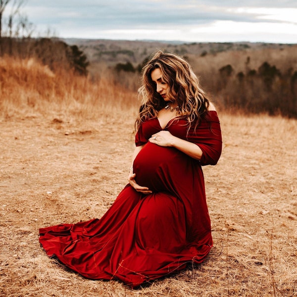 Maternity dress for Photoshoot | Convertible Dress | Infinity Dress | Maternity Gown | Maternity Dress | Convertible Gown | Burgundy  Dress