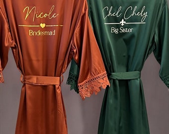 Bridesmaid robes -Forest green bridesmaid robes -Bridal party robes - Emerald wedding robes-Rust robes for bridesmaids- Forest GREEN wedding