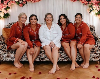 Personalized Bridal Party Pajama Shirts, Monogram Button-Down Sleepwear