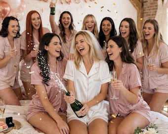 SOFTEST Bridesmaid Pajamas, Bridesmaid PJs, Bachelorette Party, Bridesmaid Gifts, Bridal Party, Maid of Honor Gifts, Wedding Day Pjs,