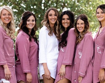 Bridesmaid PJ's Long Sleeve, Personalized Sleep Shirt, Bridesmaid Gift, Bridesmaid Button Down Shirts, Getting Ready Robe, Bridesmaid Pajama