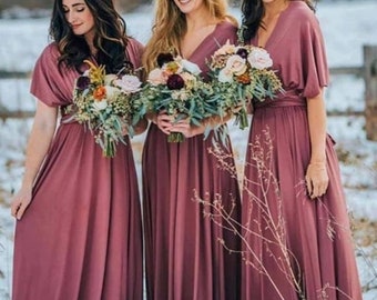 dusty rose colored dresses