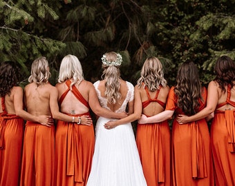 rust color wrap dress