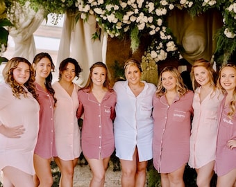 Personalized Bridal Pajama Shirt: Soft Rayon-Spandex Blend