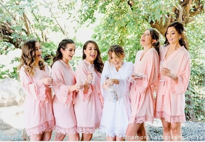 Clearance Bridesmaid Cotton Lace Robe, Bridesmaid Robes, Bridal Robes Set, Bridesmaid Robes, Wedding Robes, Premium Quality Robe, Kimono image 4