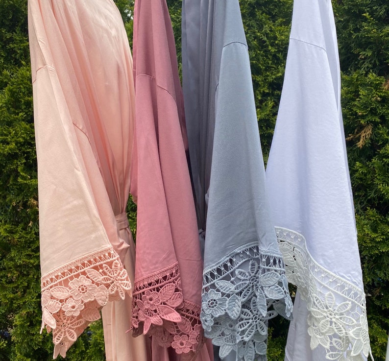 Customized Cotton Robes with Lace Custom Name Getting Ready Etsy