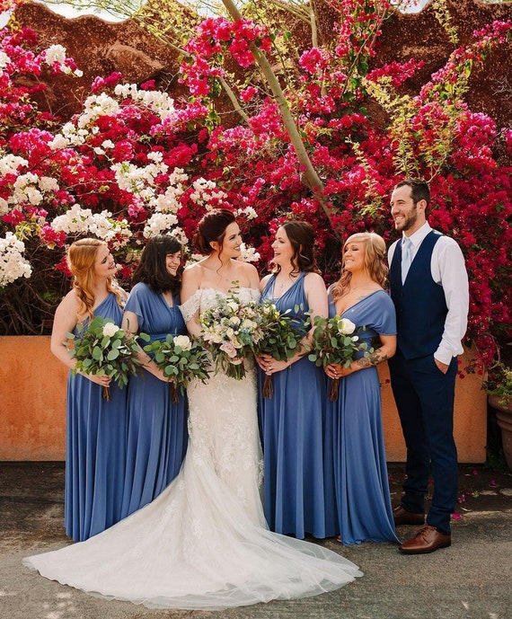 DUSTY BLUE Tulle Maxi Skirt Wedding Bridesmaid Custom Plus Size