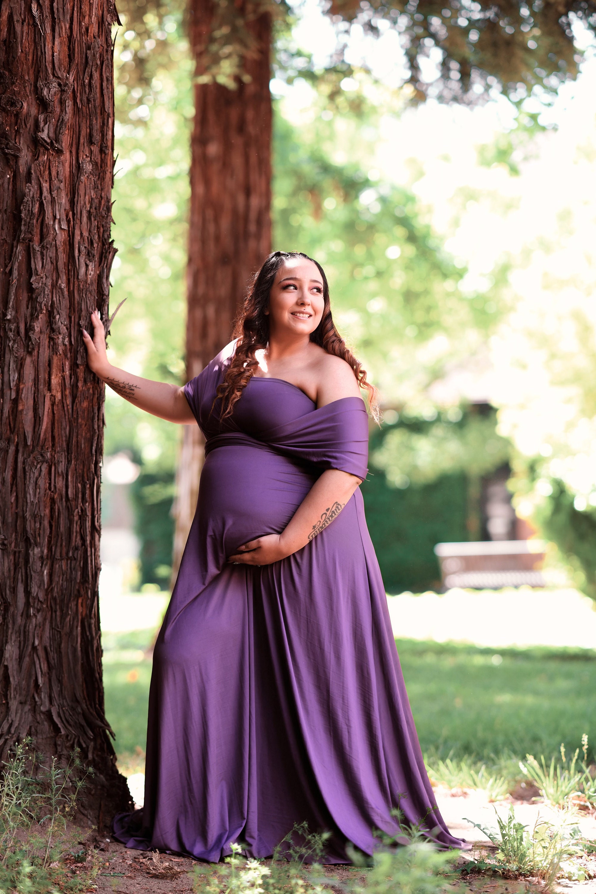 Quealent Dress Clothes Summer Sundress Casual Pregnancy Maternity Short  Women Sleeve Maternity dress Petite Dress plus Size,Purple XL 