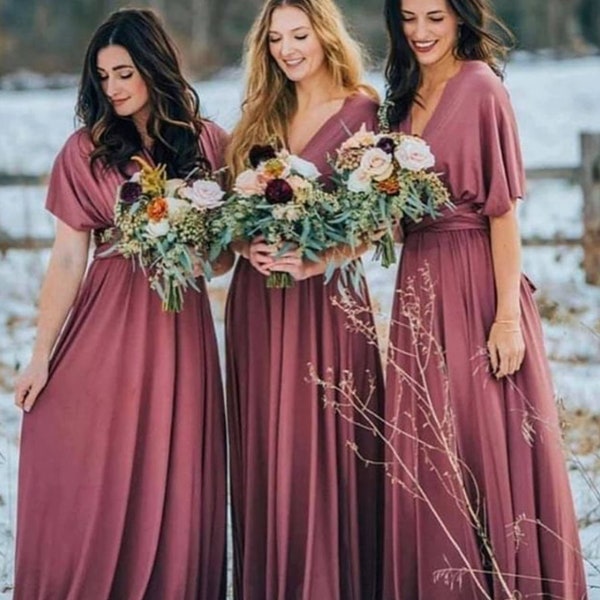 Bridesmaid Dress /Infinity Dress /Burgundy Navy Dusty Rose Mauve Sage Dress/ Floor Length Maxi Wrap Convertible Dress/ Wedding Dress