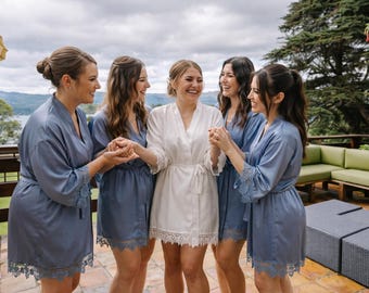 Dusty Blue Bridesmaid Robes, Bridesmaid Proposal Gifts Idea, Getting Ready Robe, Matching Bridal Party Robes, Bridal Party Robes Set
