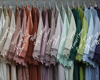 Silky Satin Bridesmaid Robes, Bridesmaid Proposal Gifts, Wedding ceremony Getting Ready, Matching Bridal Party Robes Set, Dusty Blue  Robes