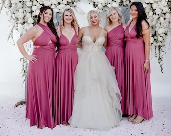 NEW Color! Dusty Rose Bridesmaid Dress Infinity Dress Floor Length Maxi Wrap Convertible Dress Wedding Dress Multiway Dress  Evening dress