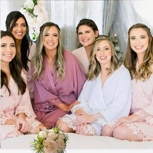 Bridesmaid Robes Set Soft  Getting Ready Robes Bridal  Robes Bridesmaid Gifts Bridesmaids Proposal Gifts Bridal party LACE robes