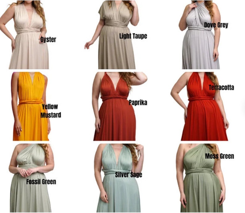 NEUE Farben Infinity Brautjungfer Kleid / langes Rost Kleid / Cabrio Kleid / Infinity Kleid / Multiway Kleid / Multi Wickelkleid / Plus Größe Bild 10