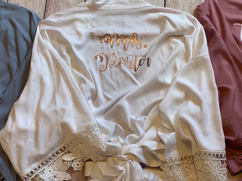SALE Cotton Bridesmaid Robes with Lace Personalized Getting Etsy