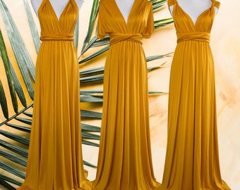 NEW Color Yellow Mustard/ Bridesmaid Dress/Long Rust Dress/ Convertible Dress / Infinity Dress/ Multiway Dress/ Multi Wrap Dress / Plus Size