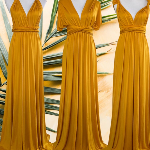 NEW Color Yellow Mustard/ Bridesmaid Dress/Long Rust Dress/ Convertible Dress / Infinity Dress/ Multiway Dress/ Multi Wrap Dress / Plus Size