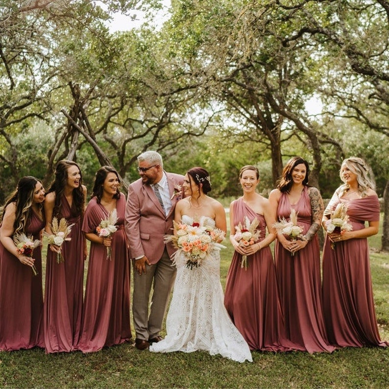 rosewood color bridesmaid dresses Valerie Chiffon Faux Wrap Dress main image 0